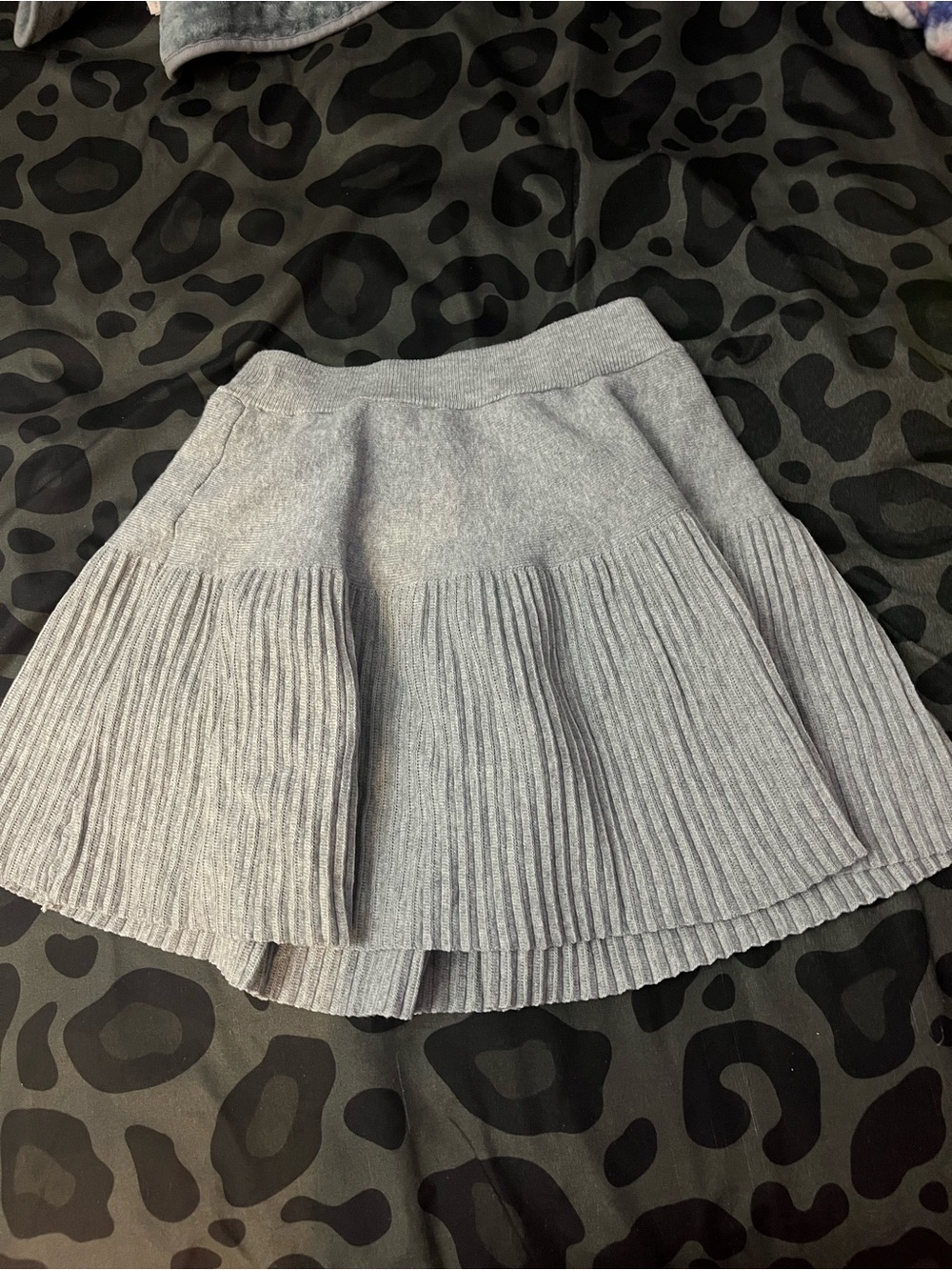 Gray Pleated Knit Skirt - Womens skirt